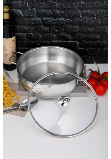 Cooker 18/10 Çelik Lara 28cm Basık Tencere 5.5litre