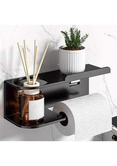 Dashanshop Gri 1 Adet Duvar Tipi Kağıt Havlu Ve Tuvalet Parfümlüğü, Kompakt Mutfak & Banyo Organizer, Kendinden Yapışkanlı Gri