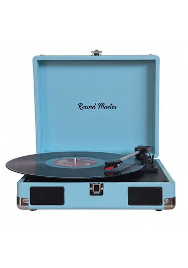 Record Master Rm-311 Pikap - Tüm Plaklar İle Uyumlu- Power Banklere Bağlanarak Kullanılabilme Mavi
