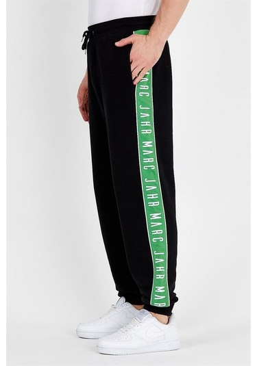 Jahr Marc Yeşil Şeritli Siyah Erkek Eşofman Altı Siyah