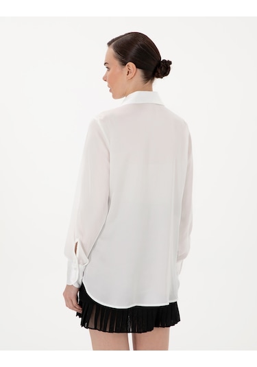 Pierre Cardin Kadın Ekru Gömlek Desenli 50313588-vr019 Ekru