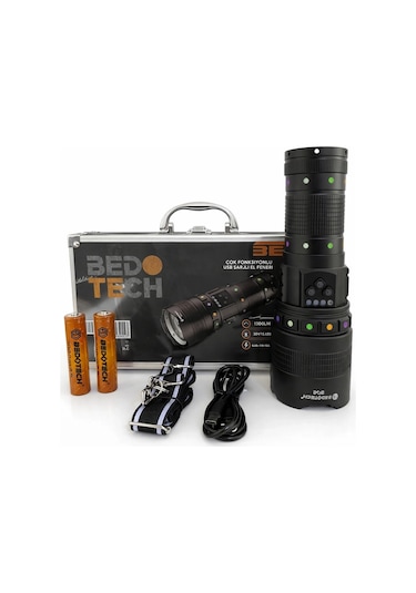Bedotech Bd-2 30w Tg Led Alüminyum Alaşımlı Zoomlu Type-c Şarjlı El Feneri Çok Renkli