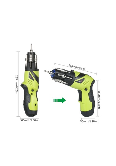 Springsun 3.6v Li-ion Şarjlı Tornavida, 6n.m Tork, Led Işık, Tabanca/düz Sap Değişimi, 10 Uç + Uzatıcı, Usb Şarj, Ev Kullanıma İdeal