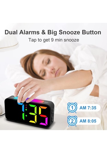 Folinda Rgb Led Renkli Saat Ve Gece Lambası - 8 Işıklı Mod, Çift Alarm, Aydınlatma Seviyeleri Ayarlanabilir Diğer