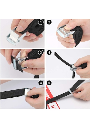 Lemestar 6 Adet Sağlam Kriko Bağlama Kayışı - 2.5m Uzunluk, 150kg Taşıma Kapasiteli, Çatı Raftı Ve Yük Sabitleme İçin