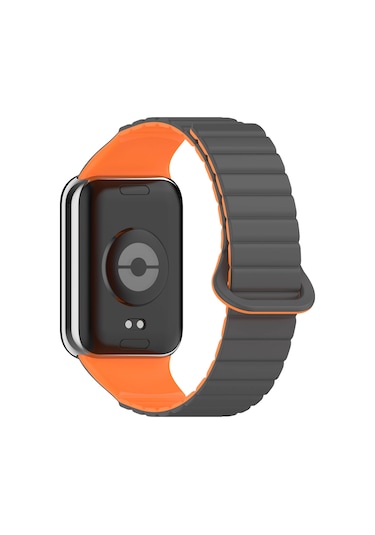 Tuva Teknoloji Xiaomi Redmi Watch 4 Silikon Kordon Krd-105 Strap Kayış-gri-turuncu