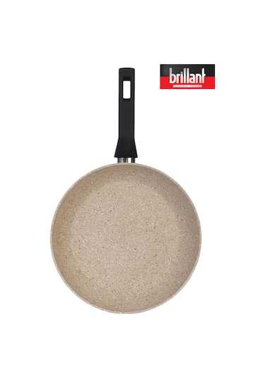 Brillant Lüks Granit 30 Cm Tava Yanmaz Yapışmaz Tava Krem Krem