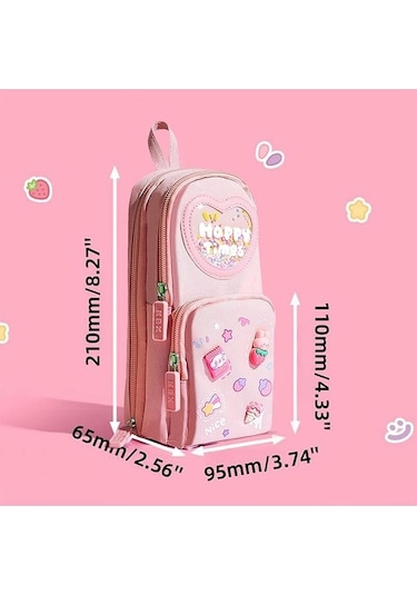 Mufunye Büyük Kapasiteli Kawaii Kalem Kutusu - Sevimli 3 Bölmeli Kırtasiye Saklama Kutusu, Mor Model B Mor