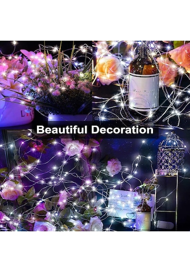 Beyaz Pembe Güneş Panelı Peri Işık Açık Su Geçirmez Işık Noel Çelenk Tatil Partisi Düğün Dekorasyon Işık 7 M/12 M/22 M/32 M 12m 100led Beyaz