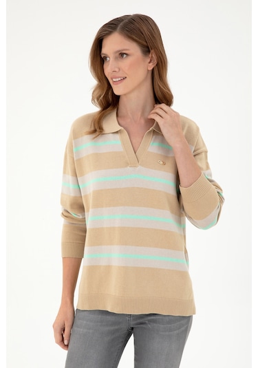 U.S. Polo Assn. Kadın Kum Polo Yaka Kazak 50297089-VR085