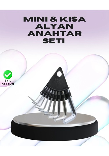 9 Parça Alyan Anahtar Seti Farklı Metrik Ölçü Pratik Taşıma