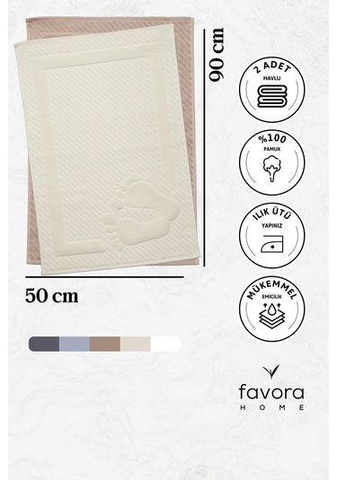 Leoline %100 Pamuk Premium 2'li Ayak Havlusu Kahverengi - Krem