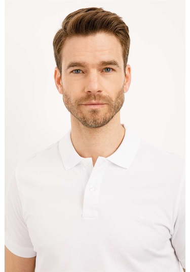 Igs Modernfit Dar Kalıp Erkek Polo Yaka Tişört Beyaz