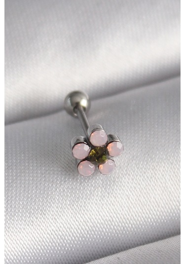 Forwhat Zarif Kadın İçin Silver Çelik Zirkonlu Çiçek Tarz Tragus Piercing Çok Renkli