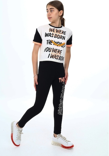 Eftelya Kız Çocuk Taytlı - Crop - Bloklu - Alt - Üst Takım 9 -14 Yaş 8006 001