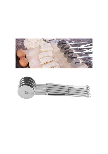 Geeroyoo 430 Paslanmaz Çelik Çoklu Tekerlekli Pasta Dilimi Aracı - Ayarlanabilir Kesim Genişliği İle Hamur, Pizza, Browni Kesimci Diğer