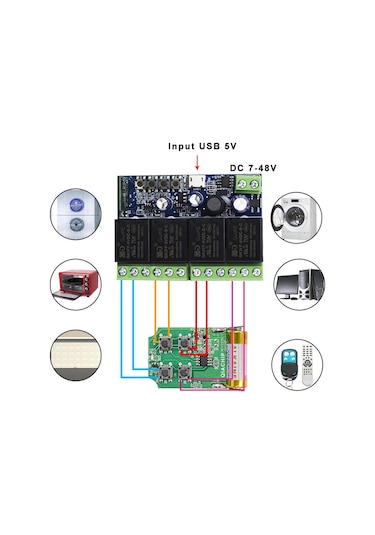 Youmex 4 Yollu Wifi Röle, Dc Girişli Akıllı Ev Cihazı, Kablosuz Uzaktan Işık Kontrolü, Çok Fonksiyonlu Ev Otomasyonu Aleti