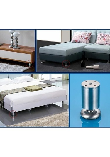 Novahub 4x200mm Paslanmaz Yuvarlak Ayaklar, Kauçuk Paspaslı, Güvenli Sessiz Mutfak Dolabı Ayakları -