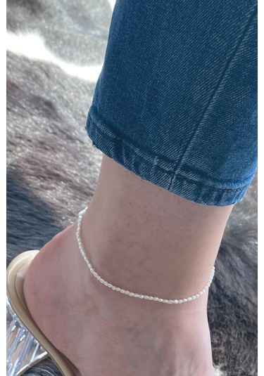 Keshi Doğal İnci Kadın Halhal Gümüş