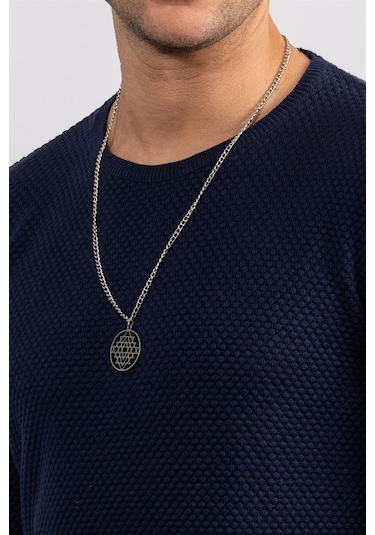 Tudors Slim Fit Dar Kesim Bisiklet Yaka Petek Desenli Erkek Kazak-23477 Lacivert