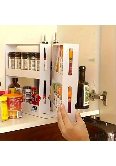 Fochsia 1 Adet Beyaz 2 Katlı Döner Baharatlık, Mutfak & Ofis Düzenleyici Beyaz