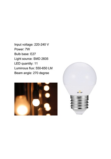 Geeroyoo Iç Mekan Işıklandırması İçin E27 Tabanlı 7w Led Ampul - 270 Derece Aydınlatma Açıısı, 2800-3500k Sıcak Beyaz Işık, 30.000 Saat Ömür, 1 Adet