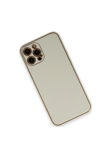 Newface Apple iPhone Uyumlu 12 Pro Max Kılıf Coco Deri Silikon Kapak Glblseme - 13 - Beyaz