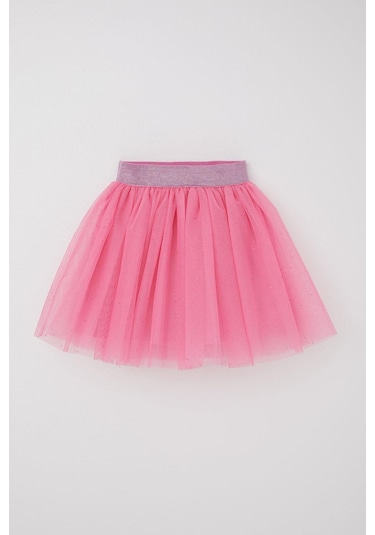 Breeze Kız Çocuk Tütü Etek Simli Beli Lastikli 5-10 Yaş, Pembe Pembe