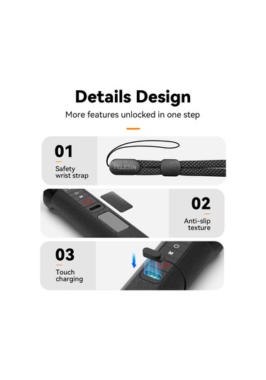 Ranyeek Telesın Spor Kamerası Bluetooth Sünger Kolu, Kablosuz Kumanda, 15m Su Geçirmez, Dahili Pil, Gopro Hero 12/11/10/9/8 Uyumlu S4-fhg-01-tgp Siyah