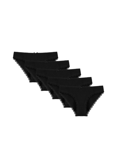 5'li Özel Viskon Kadın Külot 2195s Siyah