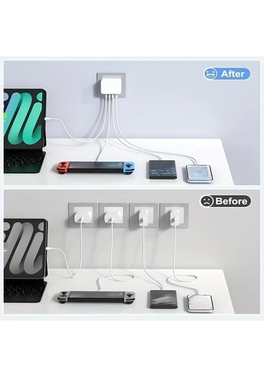 Honeybeeshop Sancomo 2025 Yeni Model 40w 4 Portlu Usb A C Hizli Sarj Adaptoru Hnt Pd3509 Siyah İphone Uyumlu İpad Airpods Icin Ab Fisi Siyah