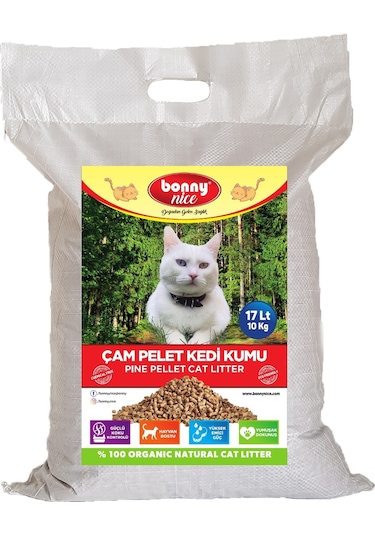 Bonny Nice Doğal Pellet Çam Peleti Kalın Kedi Kumu 3 x 17 L