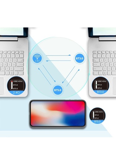 Didadodo Hxsj T23 Kablosuz Mouse - 3 Modlu 2.4g+bt3.0+bt5.0, 1600dpı, 400mah Şarjlı, Ergonomik Siyah Optik Kullanıcı Dostu Optik