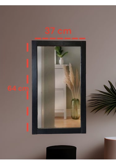 Siyah Ahşap Çerçeve Ayna ,boy Hol Antre Ayna64x37 Siyah