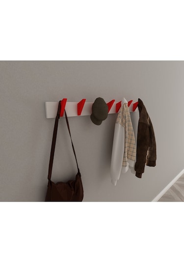 Hepsi3boyutlu Modern Duvar & Kapı Kanca Askılık - 7 Adet Kırmızı Kanca Askılık - Model No : 5 Kırmızı