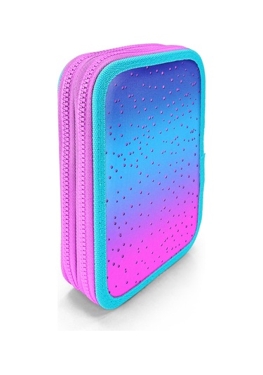 Coral High Kids Açık Pembe Mavi Kaplumbağa Desenli Çift Katlı Kalem Çanta 11134 Pembe - Mavi