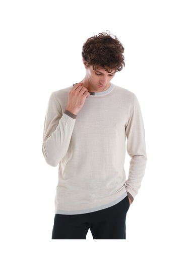 Hatemoğlu Bej Regular Fit Düz Bisiklet Yaka Yünlü Triko Kazak 34122023a001 006 Bej