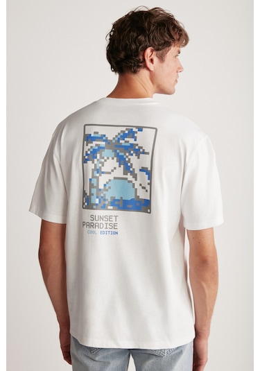 Grimelange Arnaldo Erkek Regular Beyaz T-shirt