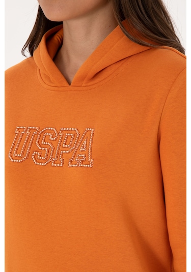 U.S. Polo Assn. Kadın Bakır Şardonlu Kapüşonlu Basic Sweatshirt 50313566-VR182