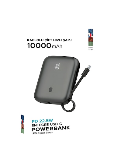 Çelikwork FP011 10000 mAh PD 22.5 W Taşınabilir Type-C Hızlı Telefon Şarj Powerbank
