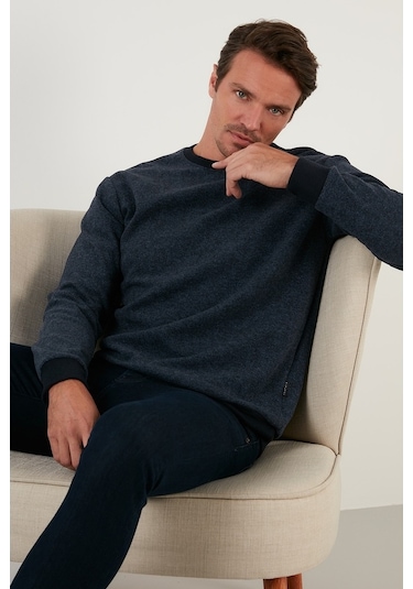 Buratti Slim Fit Bisiklet Yaka Pamuklu Erkek Kazak 456201 Indigo