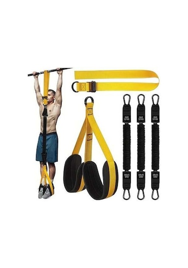 Pazly 5 Adet Abahub Sarı Ayarlanabilir Pull Up Direnç Bantları, Evrensel Uyumlu, Dayanıklı Polyester Kumaş, Üst Vücut Fitness Aksesuarı Sarı