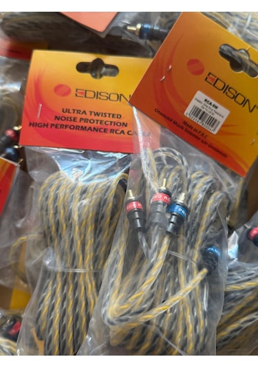 Edison Rca Kablosu 5 Metre Kaliteli Amfi Rca Ses Aktarım Kablo