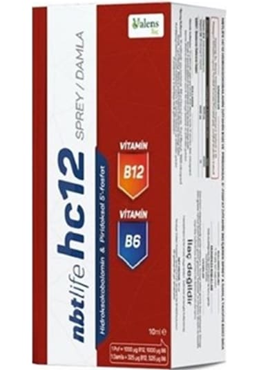 NbtLife HC12 Sprey / Damla 10ml - Hidroksikobalamin + Piridoksal
