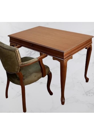 Çalışma Masa-berjer 90395 St Sandalye Kelebek Klasik Ceviz Keten Kumaş Aslan Ayak