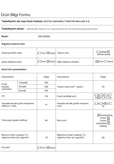 Dijitsu DB120RBE Retro Bej Buzdolabı