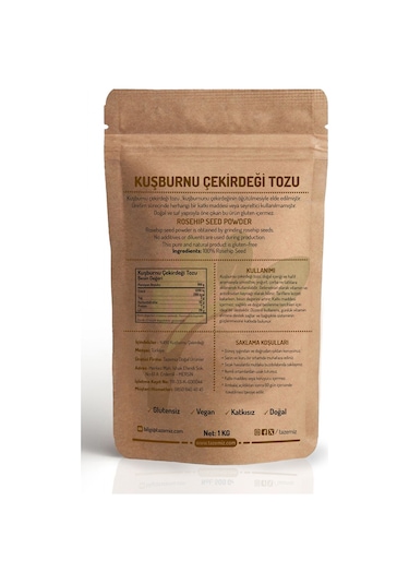 Tazemiz Kuşburnu Çekirdeği Unu Tozu 1 KG