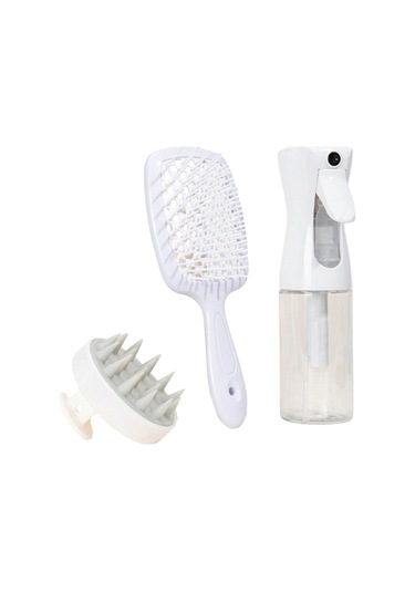 Qingmipy Beyaz Saç Bakım Seti: Masaj Fırçası, Sprey Şişesi Ve Delikli Tarak
