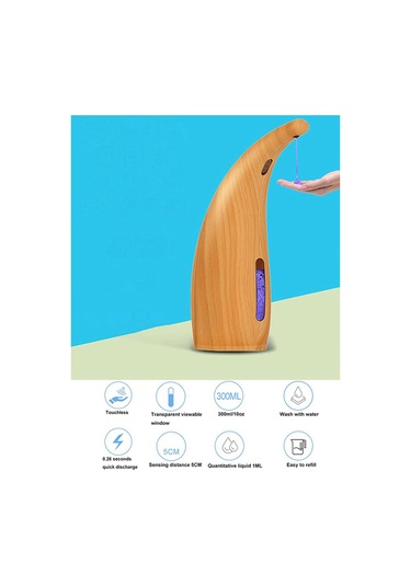 Xiaaokeji Otomatik Sensörlü Sabunluk Temassız Sıvı El Sabunu Dispenseri B Açık Ahşap Deseni