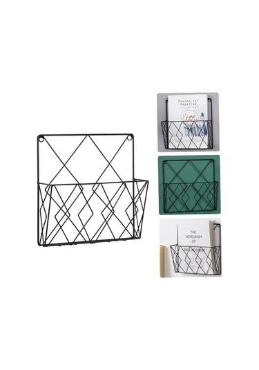 Lemestar Siyah Demir Tel Duvarlı Dergi Depolama Rafı - Gazete Ve Dosya Düzenleyici - Duvar Dekorasyonlu Rahat Saklama Aleti Siyah